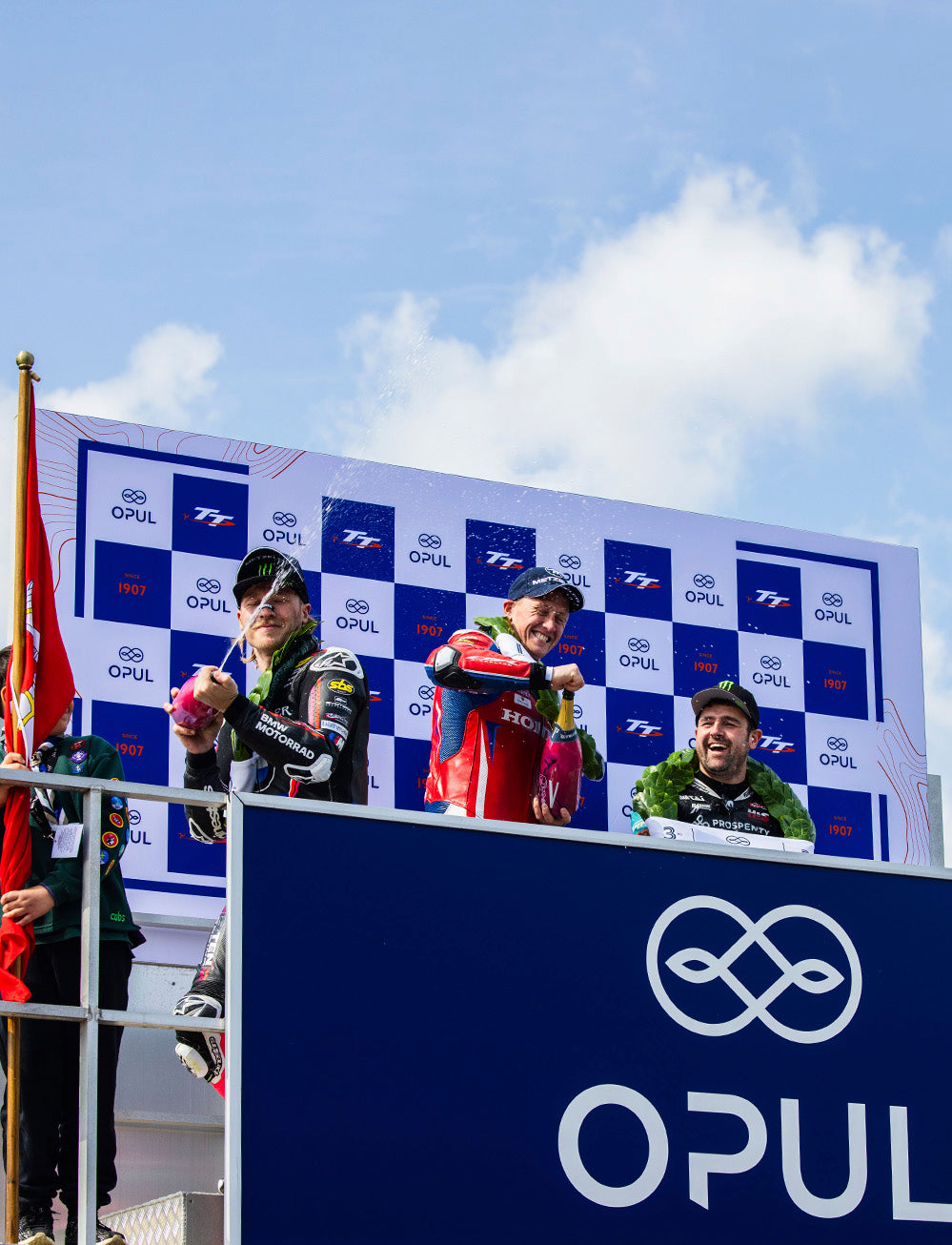 Isle of Man TT Races 2025 Opul Superstock TT Race 2  Podium Backdrop